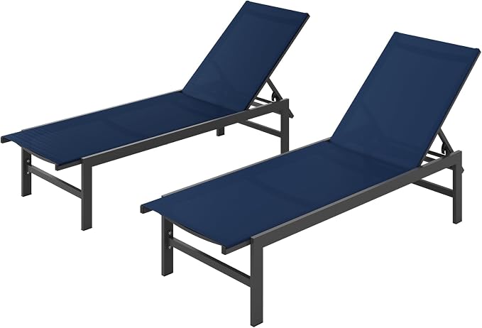 Vexwalx Outdoor Lounge Chairs Set of 2, Aluminum Patio Chaise Lounge Chairs by Vexwalx