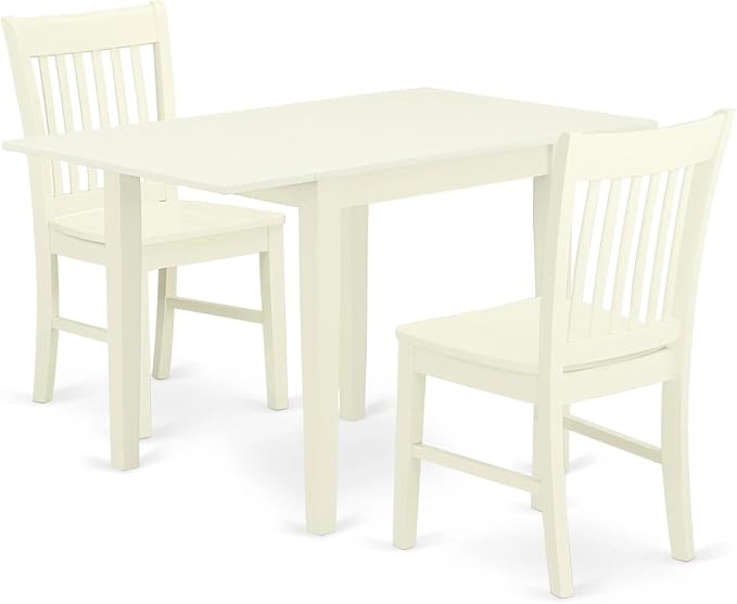 East West Furniture NDNO3-LWH-W 3 Piece Dining Room Table Set Contains a by EastWestFurniture