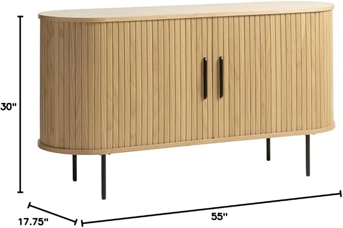 Unique Furniture Modern 2-Door Slideboad in Natural Oak - Image 3