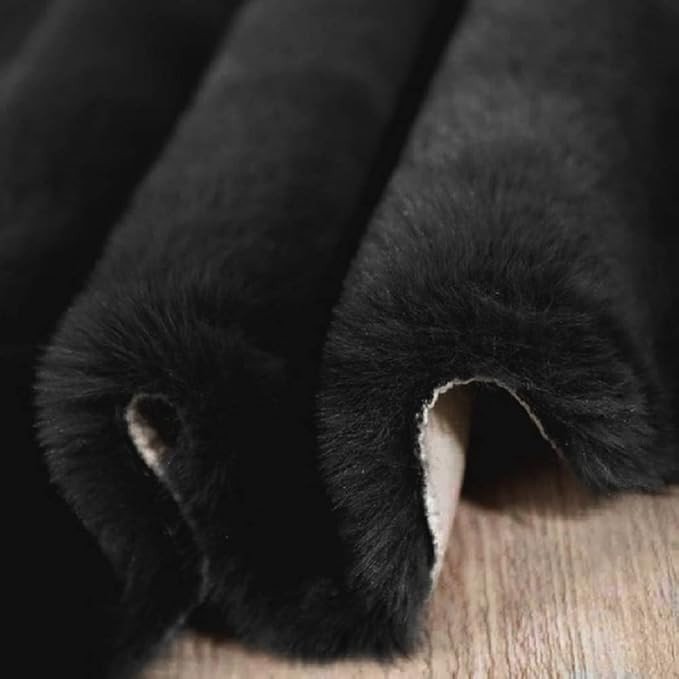 ORINOVA Fluffy Black Fuzzy Faux Rabbit Washable Shaggy Fur Rug - Image 6