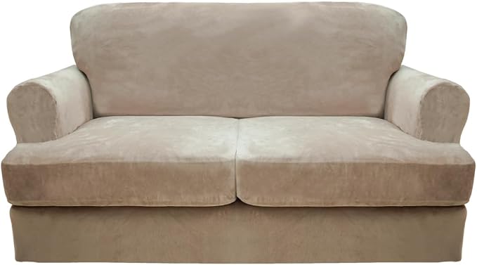 CUCRAF T Cushion Sofa Cover 3 Piece Loveseat Slipcovers, Soft Thick Velvet by CUCRAF