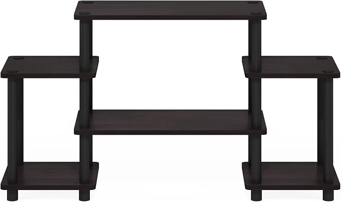 Furinno Turn-N-Tube No Tools Entertainment Center, Square corner, Dark Walnut - Image 6