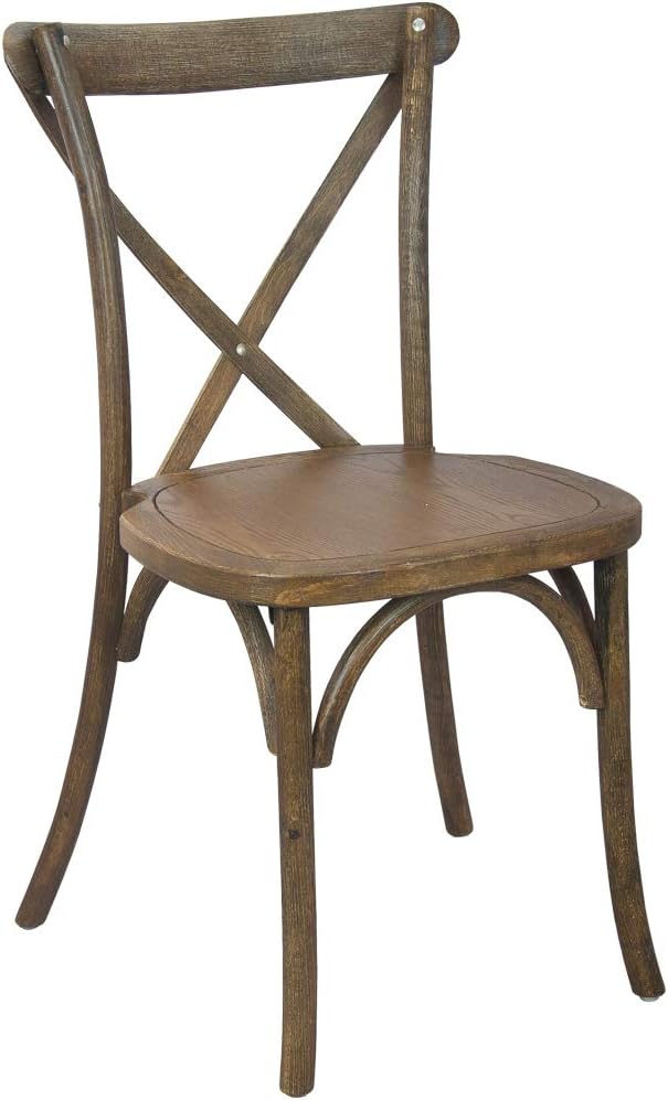EMMA + OLIVER Hand Scraped Dark Natural X-Back Chair by EMMAOLIVER