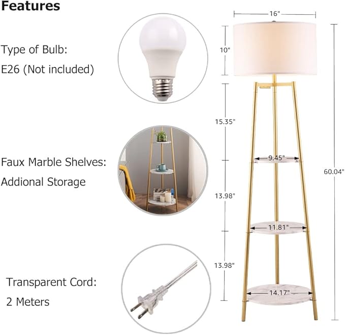 ROSEN GARDEN Floor Lamp, Standing Reading Light - Image 5