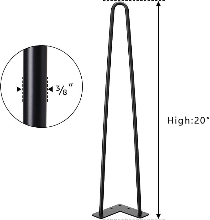 SMARTSTANDARD 20 Inch Heavy Duty Hairpin Furniture Legs, Metal Home DIY Projects - Image 8