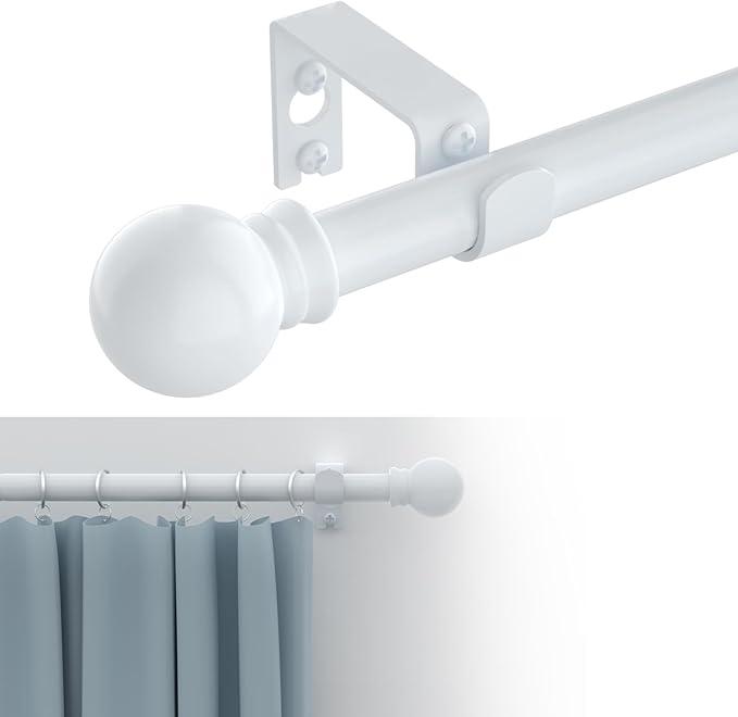 GXOACKJ Curtain Rods for windows 48 to 84-93 inch, 5/8 inch Decorative White by GXOACKJ