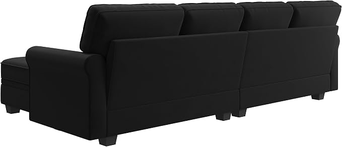 HONBAY Sectional Sofa with Storage Seat Velvet U Shaped Couch with Reversible - Image 9