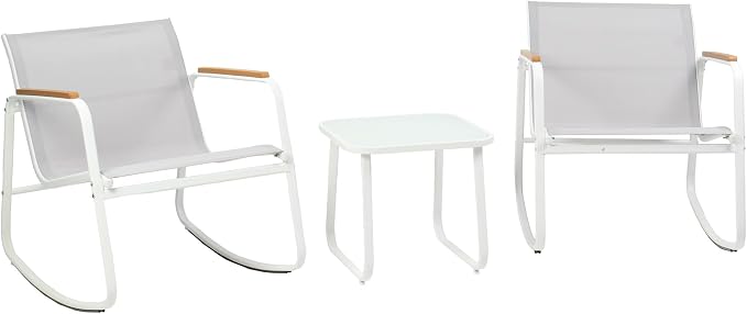 Kozyard 3-Piece Rocking Chair Set, Outdoor Rocking Textilene Bistro Set - Image 8