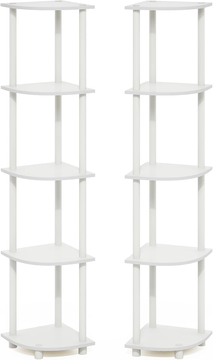 Furinno Turn-N-Tube Corner Shelf Set of 2, 5-Tier Corner Bookshelf, Open - Image 5