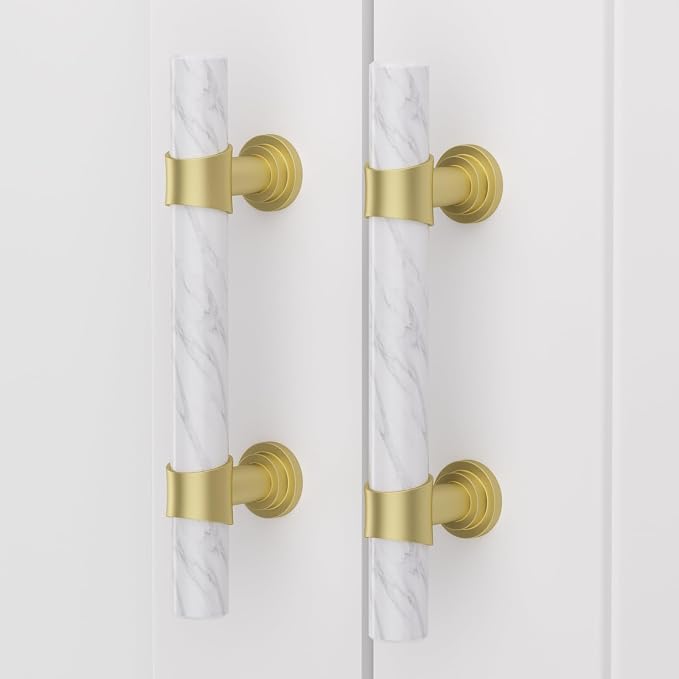 Rergy Cabinet Handles Marble Drawer Pulls and Knobs, T-Bar Hardware - Image 3