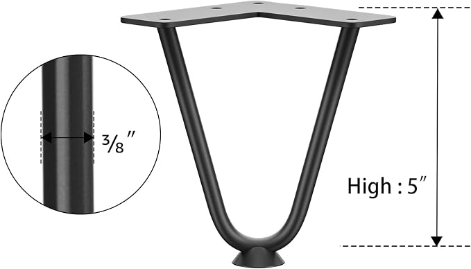 SMARTSTANDARD 5 Inch Heavy Duty Hairpin Furniture Legs, Metal Home DIY Projects - Image 8
