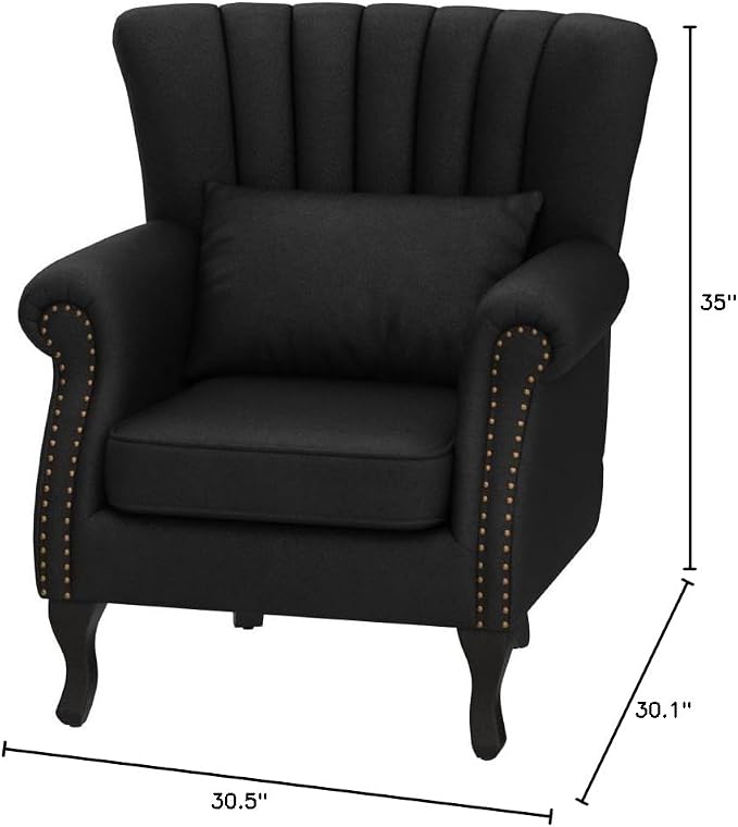 Mid-Century Modern Accent Chair Velvet Armchair Tufted Wingback Santa Club - Image 3