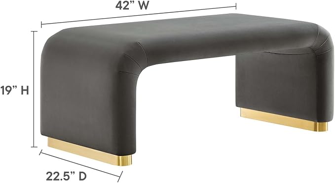 Modway EEI-6735-BRA-STG Koda Performance Velvet Waterfall Ottoman, Brass Storm - Image 3