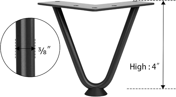 SMARTSTANDARD 4 Inch Heavy Duty Hairpin Furniture Legs, Metal Home DIY Projects - Image 8