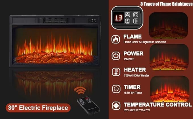 80" LED Lights Electric Fireplace - Image 6