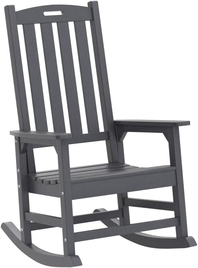 Psilvam Oversized Outdoor Rocking Chair Set of 2, HDPE Porch Rocker Chairs - Image 5