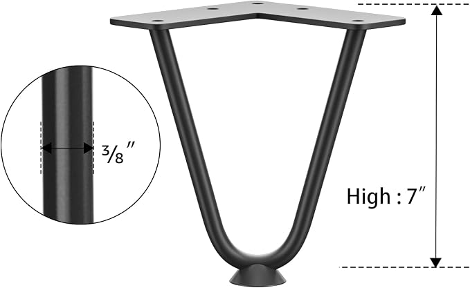 SMARTSTANDARD 7 Inch Heavy Duty Hairpin Furniture Legs, Metal Home DIY Projects - Image 8