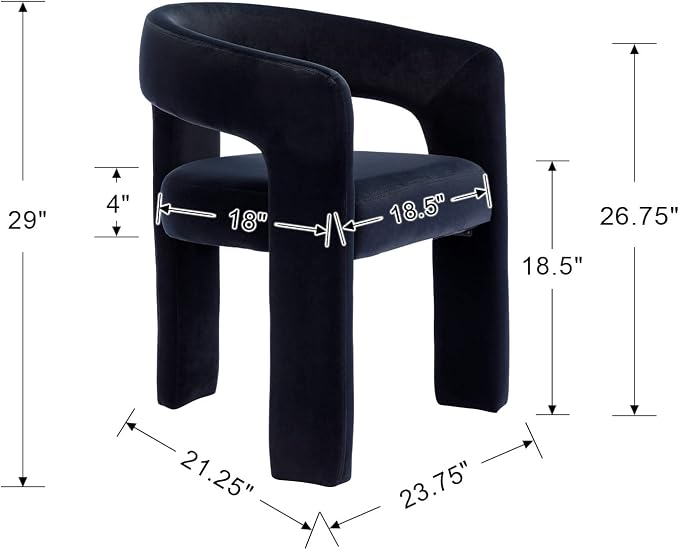 RIVOVA Black Modern Barrel Dining Chairs Set of 2, Velvet Upholstered Accent - Image 2