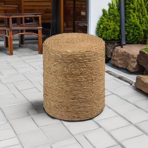 Wimarsbon Natural Seagrass Foot Stool, Hand Weaving Round Ottoman, - Image 6