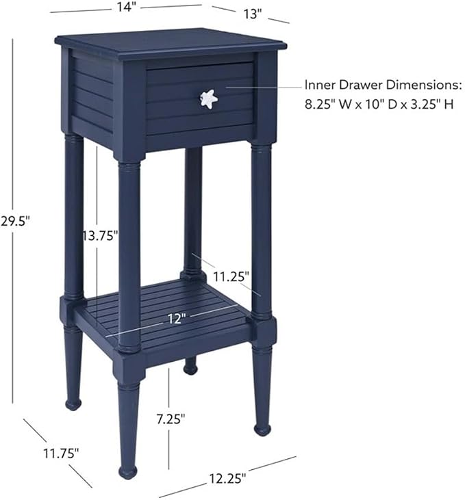 Linon Styers Wood Accent Starfish Coastal Side Table in Navy - Image 3