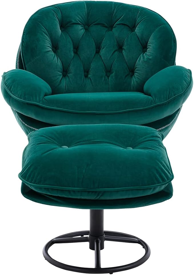 TRIPLE TREE Modern Accent Chair, Mid-Century Lounge Chair and Ottoman Set - Image 7