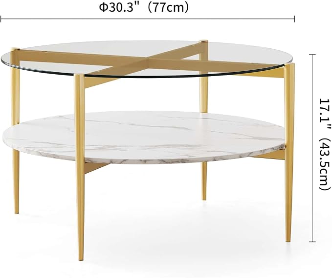 LumFurn Round Coffee Table for Living Room, Mid-Century Modern Design, D30 x H17 - Image 2