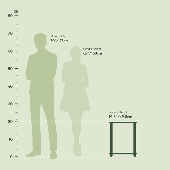 Furinno SIMPLISTIC Side Table Set of 2, 2-Tier Square Modern End Table - Image 3