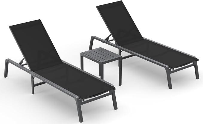 Ciokea Aluminum Foldable Lounge Chairs Set of 2 by CIOKEA