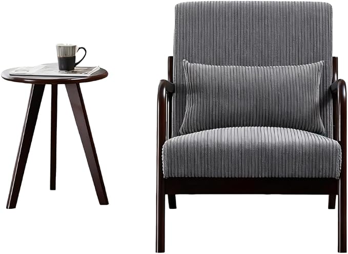 Hanuq】Mid-Century Modern Accent Chair&Coffee Table Set, Vintage Luxury Style by Hanuq