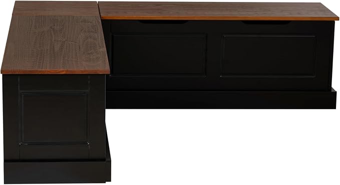 Linon Harris Black and Walnut Backless Kitchen Dining Nook - Image 9