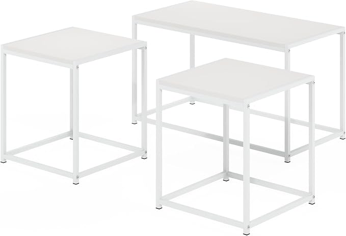 Furinno CAMNUS Coffee Table, Metal Frame Modern Center Table and Side Tables Set - Image 4