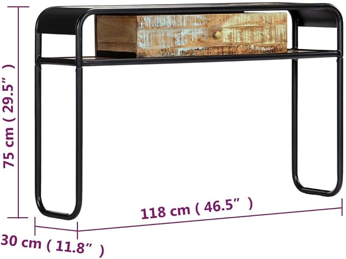 Console Table 46.5"x11.8"x29.5" Solid Reclaimed Wood, End Tables, Accent Tables - Image 2