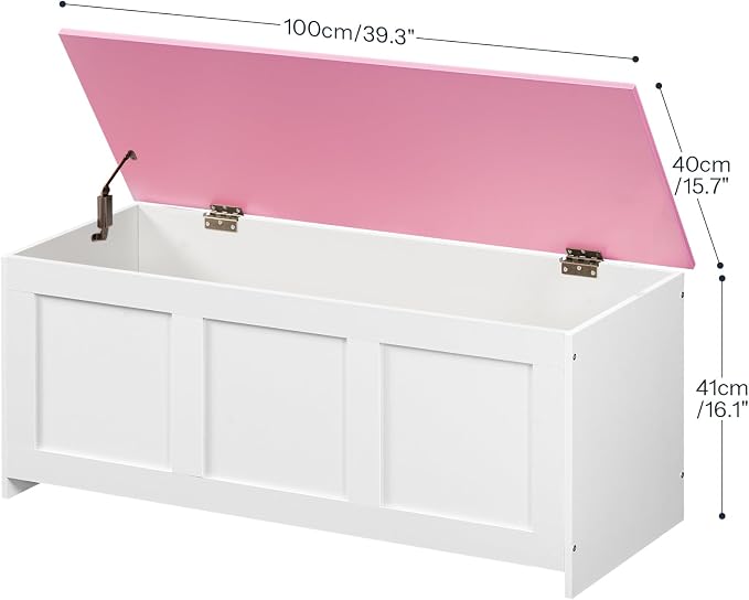 HOOBRO Storage Bench, 39.3" Retro Wooden Storage Chest, Wooden Storage Trunk - Image 3