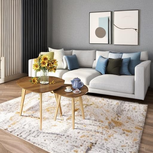 BAMEOS Bamboo Nesting Triangle End Table - Image 5