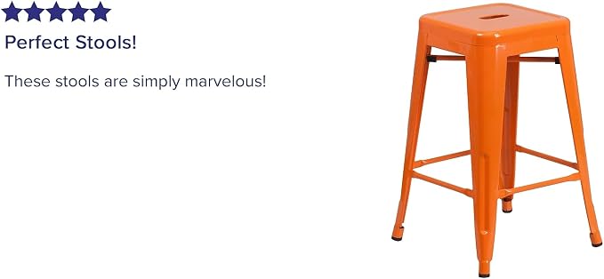 Flash Furniture Lily 4 Pack Commercial Grade 24" High Backless Orange Metal - Image 5
