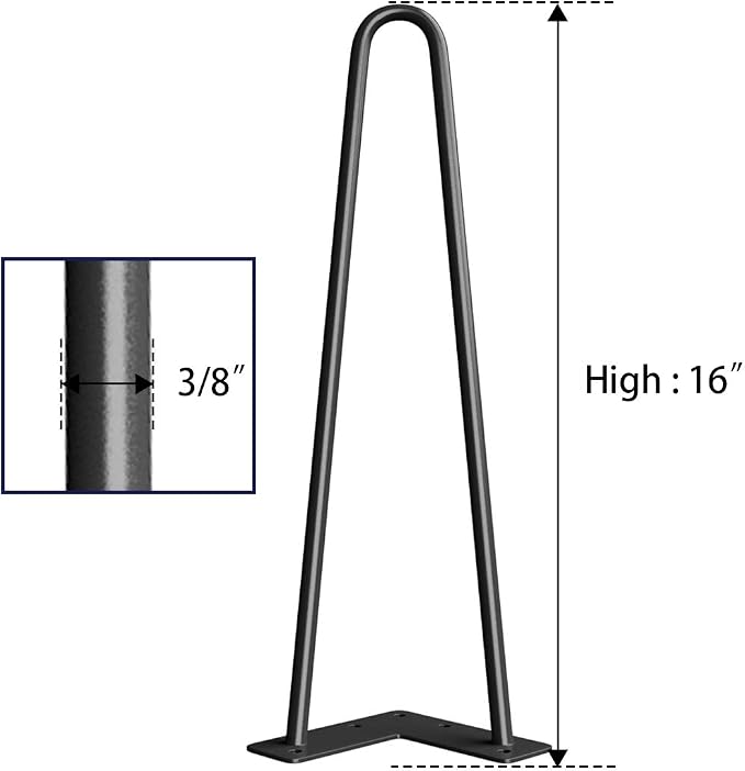 SMARTSTANDARD 16" Hairpin Furniture Legs, Metal Home DIY Projects - Image 9