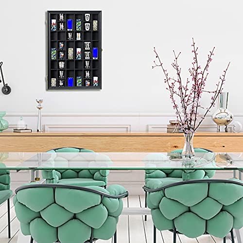 Shot Glass Display Case Wooden Cabinet Rack Holder Wall Mounted Black Shadow - Image 6