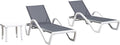 PURPLE LEAF Patio Chaise Lounge Chair Set of 3 Outside Aluminum Plastic by PURPLELEAF