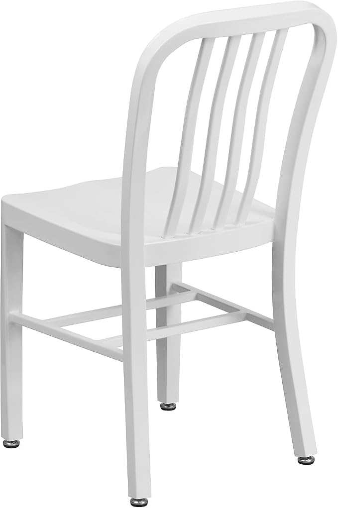 Flash Furniture Commercial Grade White Metal Indoor-Outdoor Chair - Image 5
