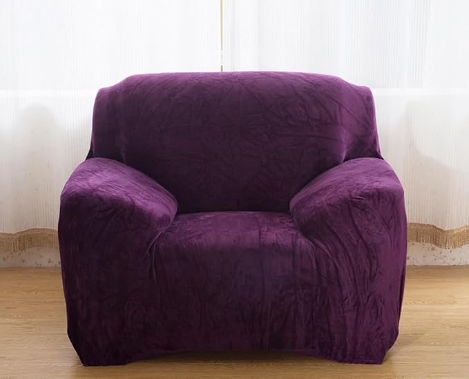 vctops 1-Piece Velvet Plush Stretch Chair Sofa Slipcover Soft Fuzzy Fluffy - Image 3