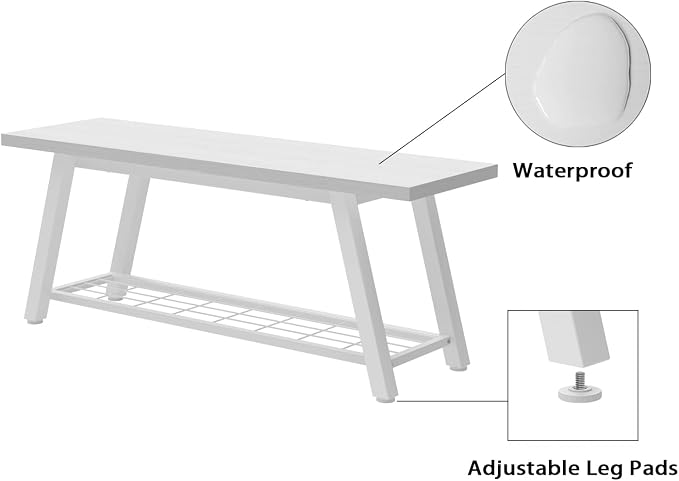 Oastreeful Industrial Entryway Bench Rustic Wood and Metal Storage Bench - Image 8