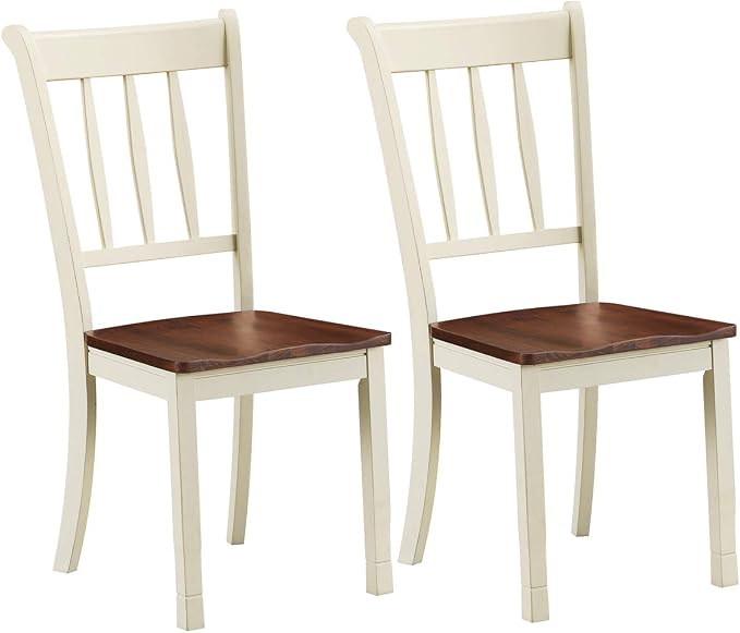 Giantex Wood Dining Chairs Set of 2, Armless Kitchen Chairs w/Solid Rubber Wood by Giantex