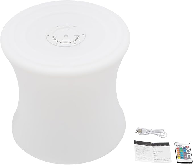 Rechargeable LED Cube Chair, 16 Colors Remote Conctrol Glow Furniture Stool by JUOPTGJ