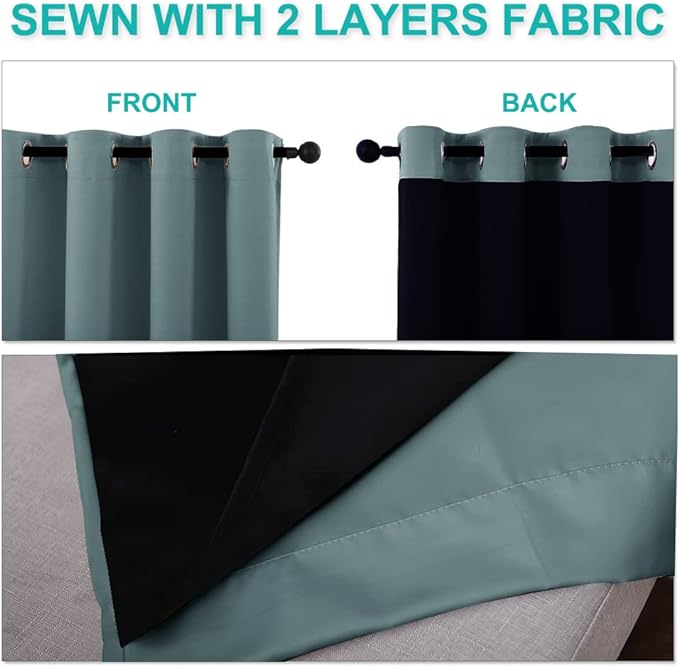 NICETOWN Aqua 100% Blackout Curtains - Image 5