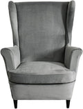 KRFOONN Wingback Chair Cover Slipcovers 2 Piece Stretch Velvet Plush Wing Chair by KRFOONN