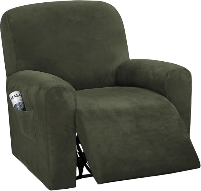 H.VERSAILTEX Velvet Stretch Recliner Couch Covers 4-Pieces Style Recliner Chair by HVERSAILTEX