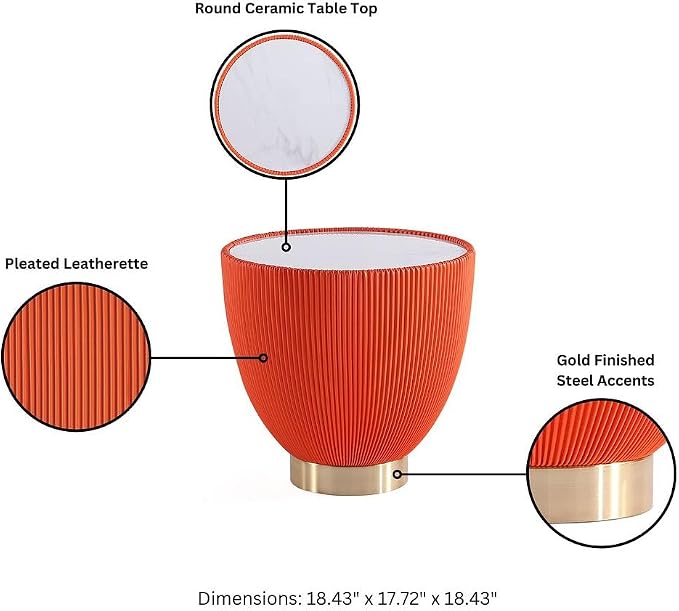 Manhattan Comfort Anderson Modern 18" Round End Table 2.0 | Ceramic Marble - Image 4