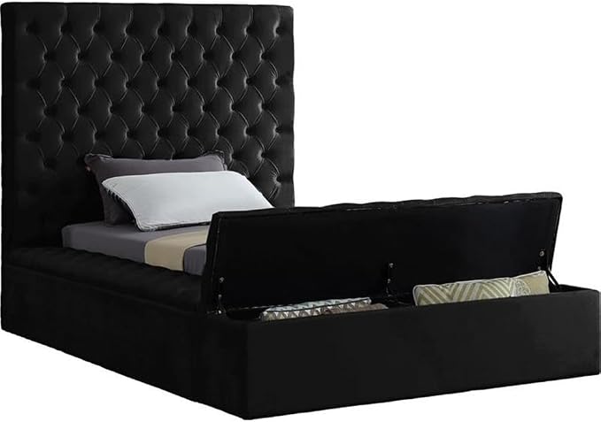 Meridian Furniture Bliss Collection Modern | Contemporary Velvet Upholstered Bed - Image 4