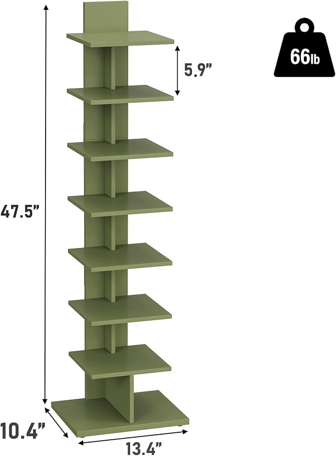 TUTOTAK Bookshelf, 8-Tier Bookcase, Narrow Spine Book Shelf - Image 2