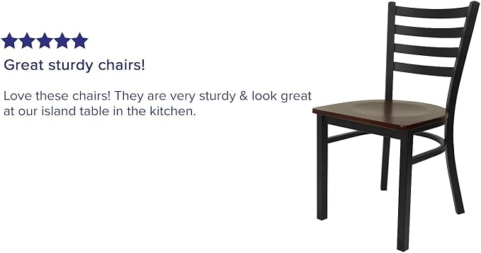 Flash Furniture 2 Pack HERCULES Series Black Ladder Back Metal Restaurant Chair - Image 6